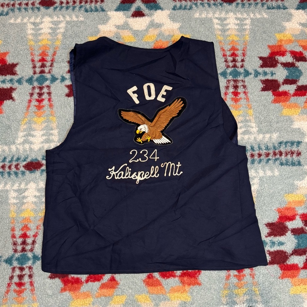 Fraternal Order of Eagles Dick Vest Vintage 70s Size XL Grunge Punk